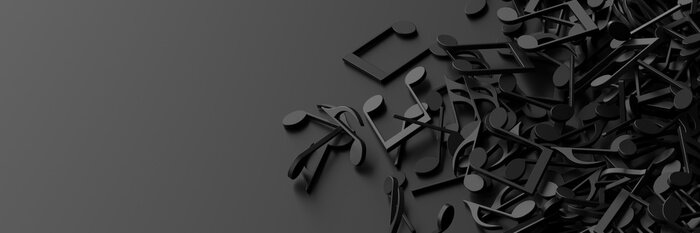 Poster Infinite musical notes, art and music 3d rendering conceptual background