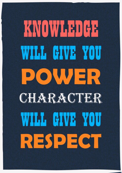 Poster Inspirerende motivatie citaat Kennis geeft je kracht karakter geeft je respect Vector typografie poster