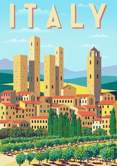 Poster Italiaans uitzicht met Toscane