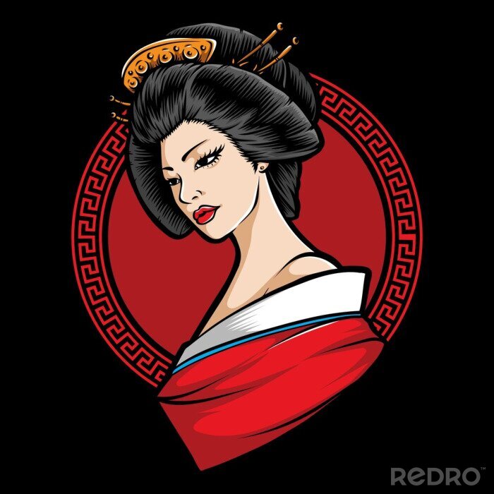 Poster japanese  geisha character vector logo