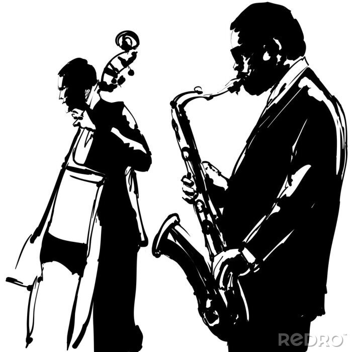 Poster Jazz  with saxophone and double-bass