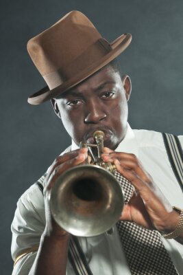 Poster Jazztrompettist met een vintage uitstraling