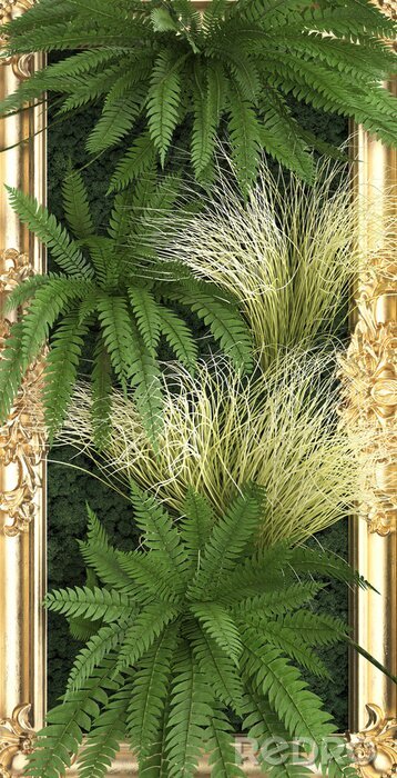 Poster Jungle planten in een gouden lijst