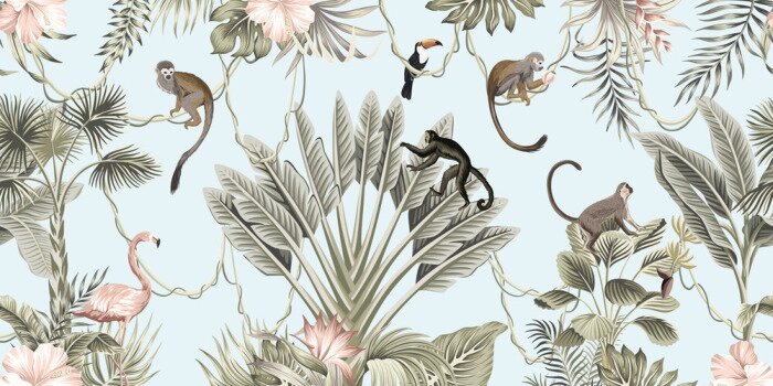 Poster Jungle proboscis aap en andere dieren