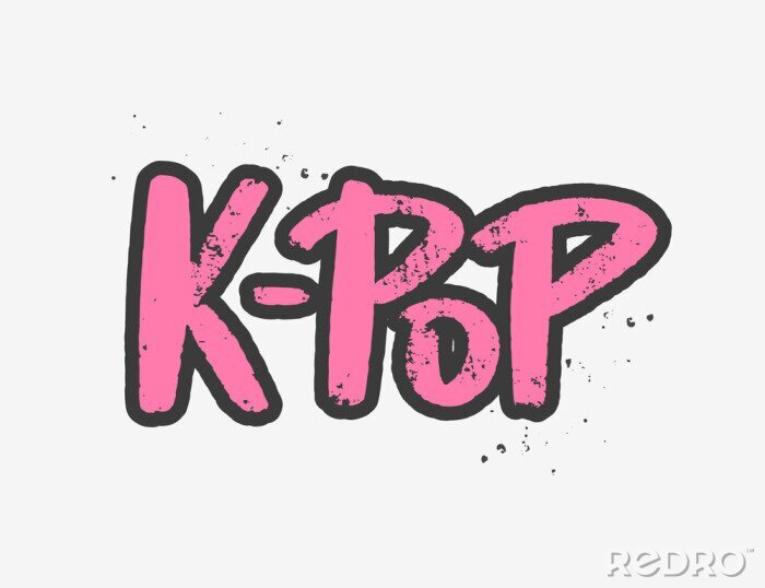 Poster K-pop handwritten inscription. K-pop music style.