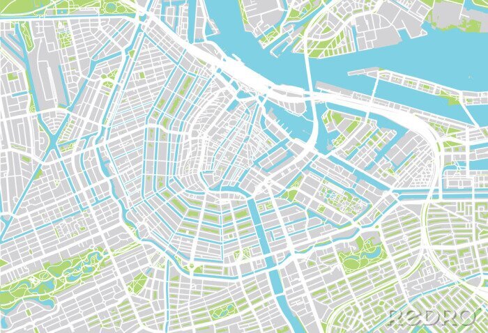 Poster kaart van Amsterdam