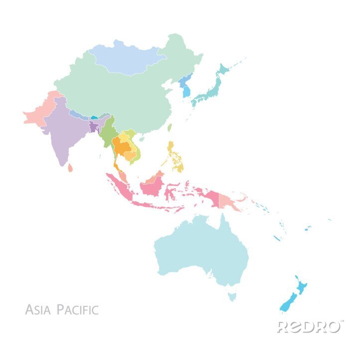 Poster Kaart van Azië Pacific