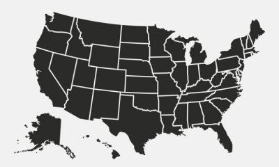 Poster Kaart van de VS per staat