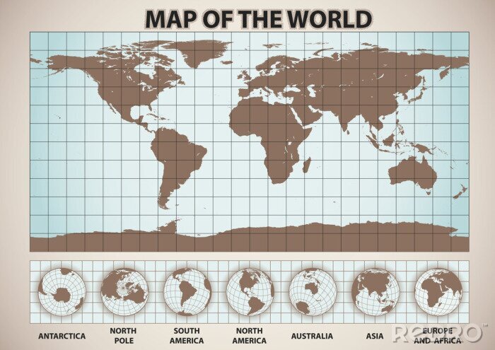 Poster kaart van de wereld retro-stijl
