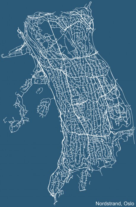 Poster Kaart van een deel van Oslo