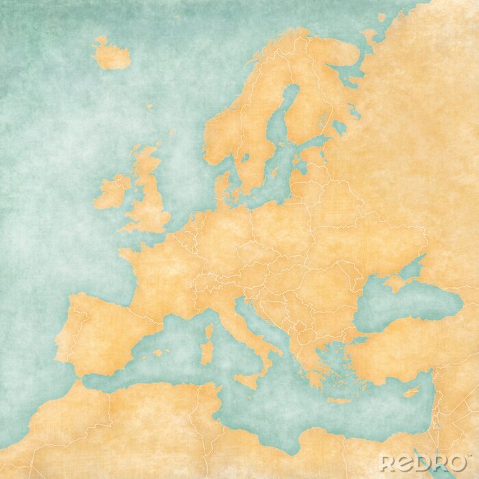 Poster Kaart van Europa - Lege Kaart (Vintage Series)