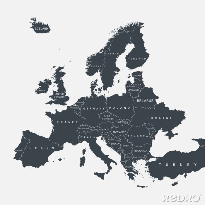Poster Kaart van Europa met politieke verdeeldheid