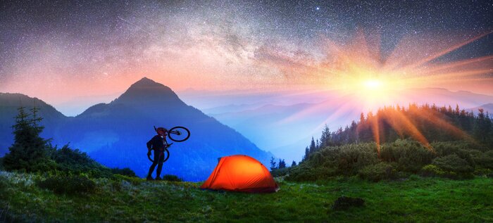 Poster Kamperen in de bergen