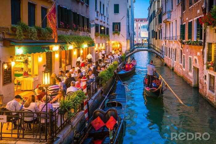 Poster Kanaal van Venetië 's nachts