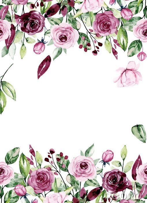 Poster Karmijnrode rozen in boho-stijl
