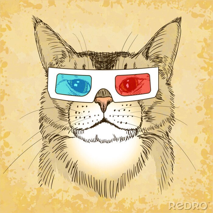 Poster Kat met bril