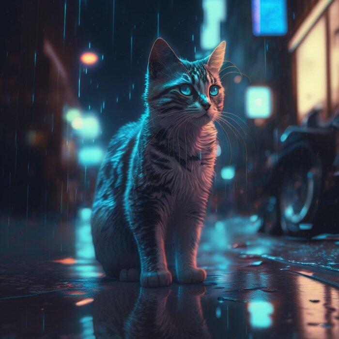 Poster Kat 's nachts op straat