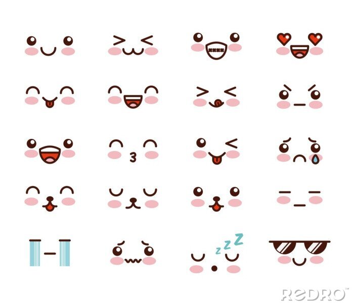 Poster kawaii gezicht design icoon