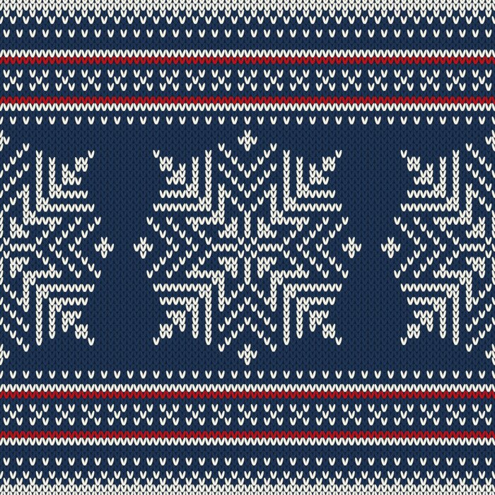 Poster Kerst gebreide sier patroon met sneeuwvlokken