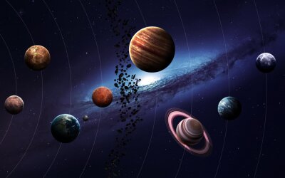Poster Kinder kosmos kleurrijke planeet