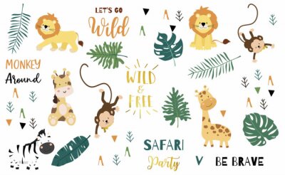 Poster Kinderpatroon met exotische dieren