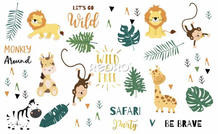 Poster Kinderpatroon met exotische dieren