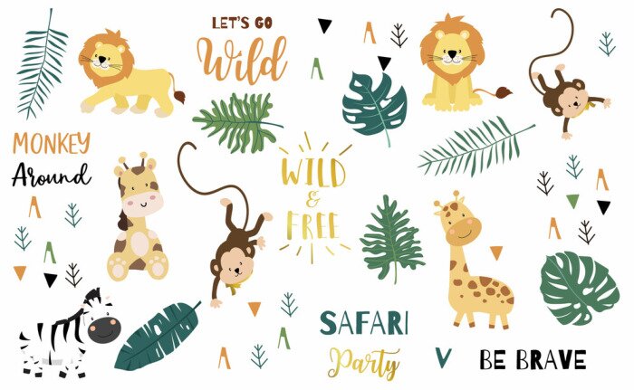 Poster Kinderpatroon met exotische dieren