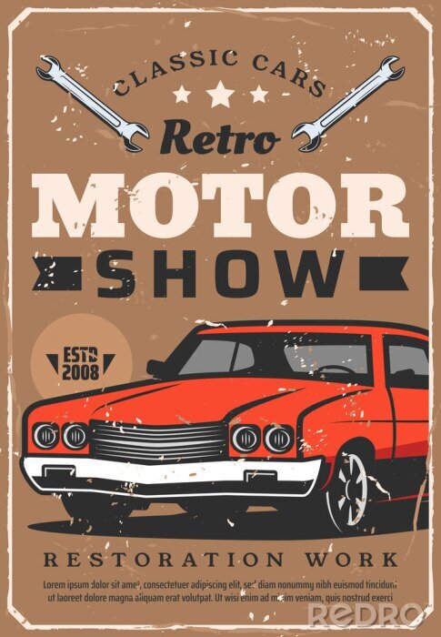 Poster Klassiek voertuig in retrostijl