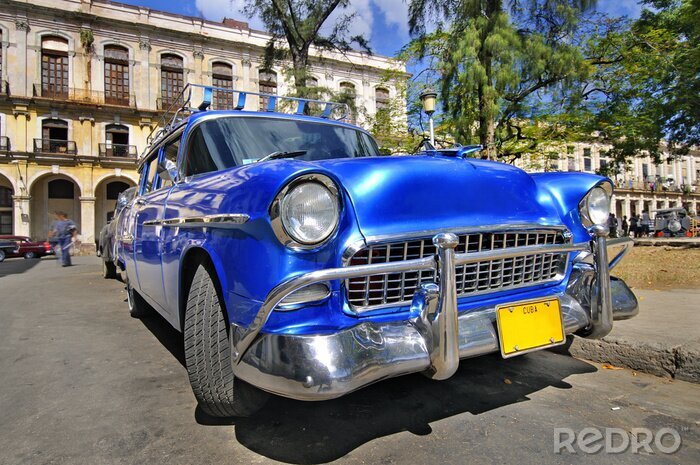Poster Klassieke Amerikaanse auto in de straat van Havana