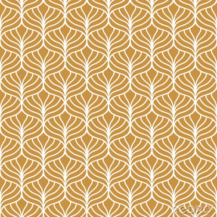 Poster Klassieke gouden bladeren art deco naadloze patroon. Geometrische stijlvolle sieraad. Vector antieke textuur.