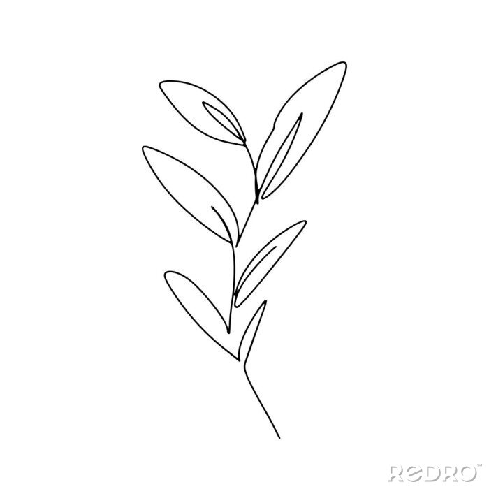 Poster Kleine minimalistische illustratie van een plant in zwart-wit