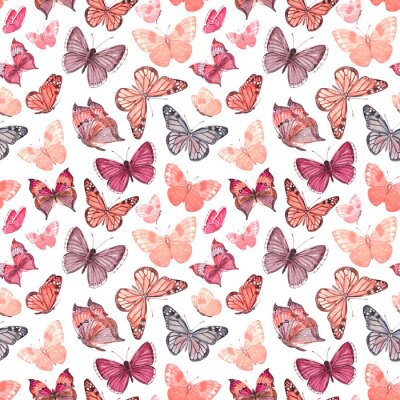 Behang Kleine roze vlinders