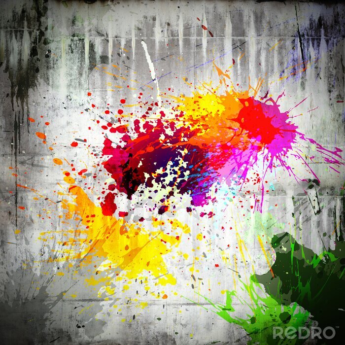 Poster Kleur spatten op de muur