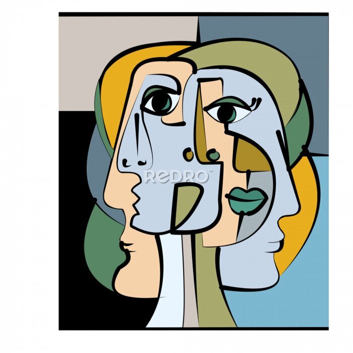 Poster Kleuren van kubistische schilderkunst