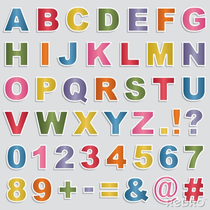 Poster Kleurrijk alfabet met gedrukte letters