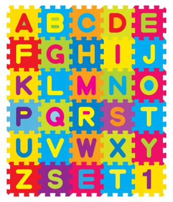 Poster Kleurrijk alfabet op aangesloten puzzelstukjes