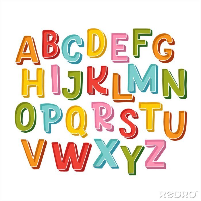 Poster Kleurrijk alfabet op een lichte achtergrond