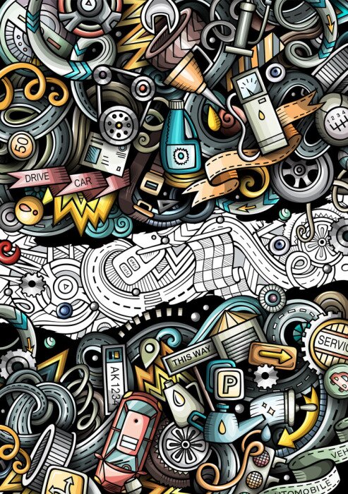 Poster Kleurrijk autokerkhof