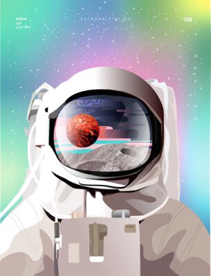 Kleurrijk patroon met een astronaut