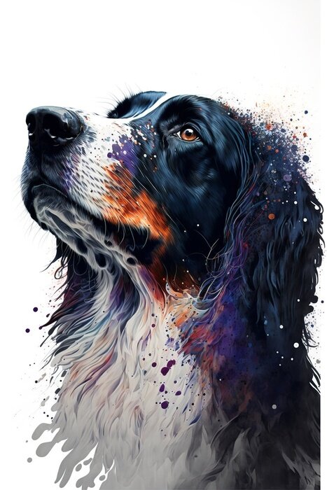 Poster Kleurrijk portret van een hond