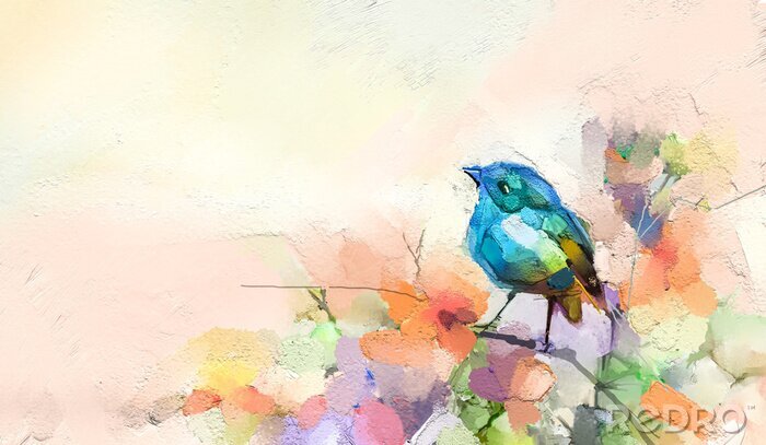Poster Kleurrijke aquarel vogel