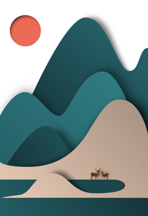 Poster Kleurrijke berg