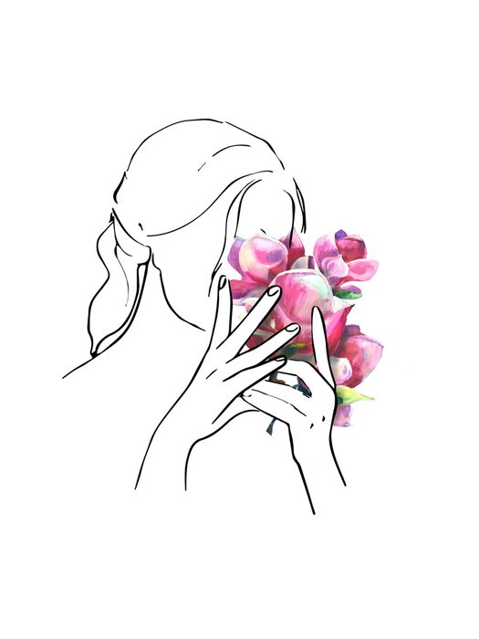 Poster Kleurrijke bloemen in vrouwelijke handen