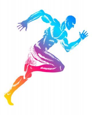 Poster Kleurrijke figuur van een man running