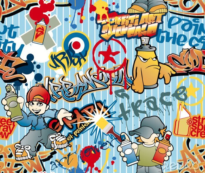Poster Kleurrijke grafische graffiti