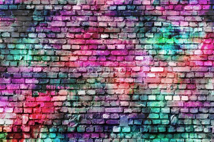 Poster Kleurrijke grunge muur