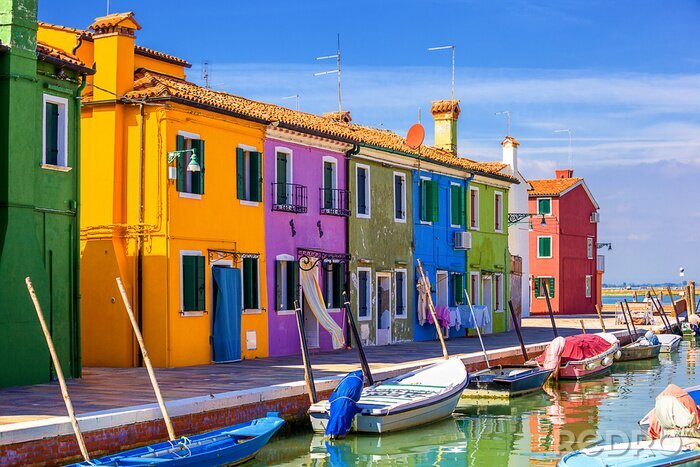 Poster Kleurrijke huizen in Venetië