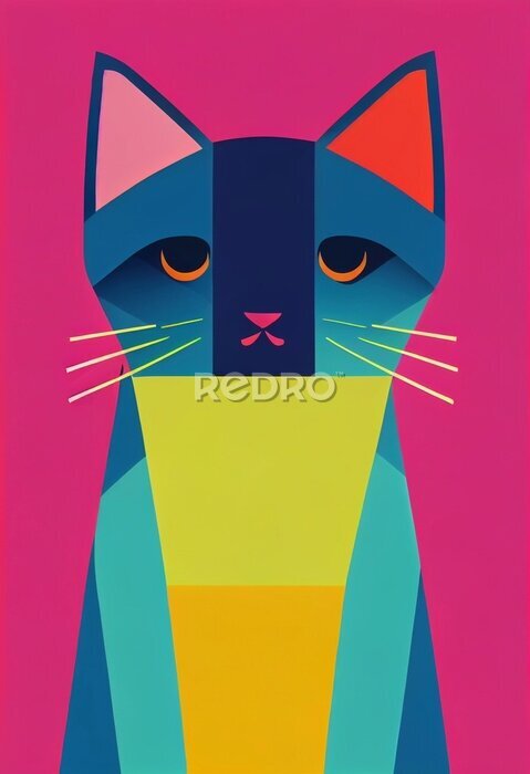 Poster Kleurrijke kattenafbeeldingen