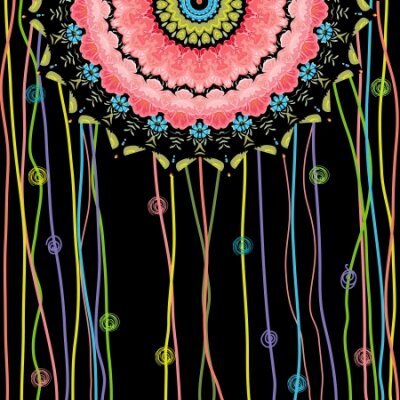 Poster Kleurrijke mandala op een zwarte achtergrond