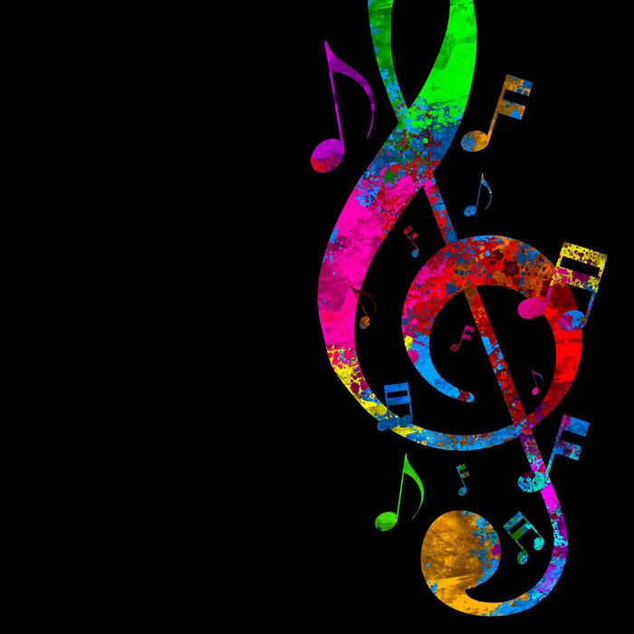 Poster Kleurrijke muzieknotities